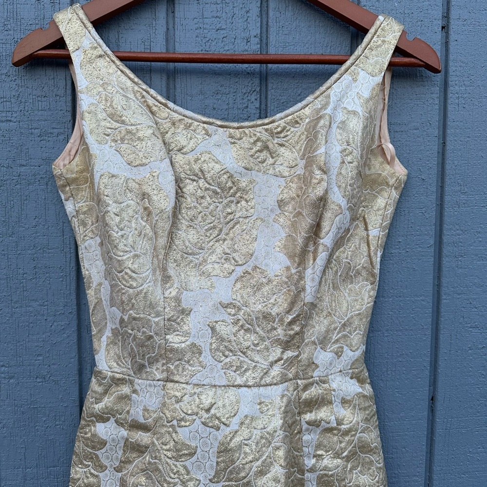 Vintage 80’s Gold and White Mermaid Dress - Picture 5 of 12
